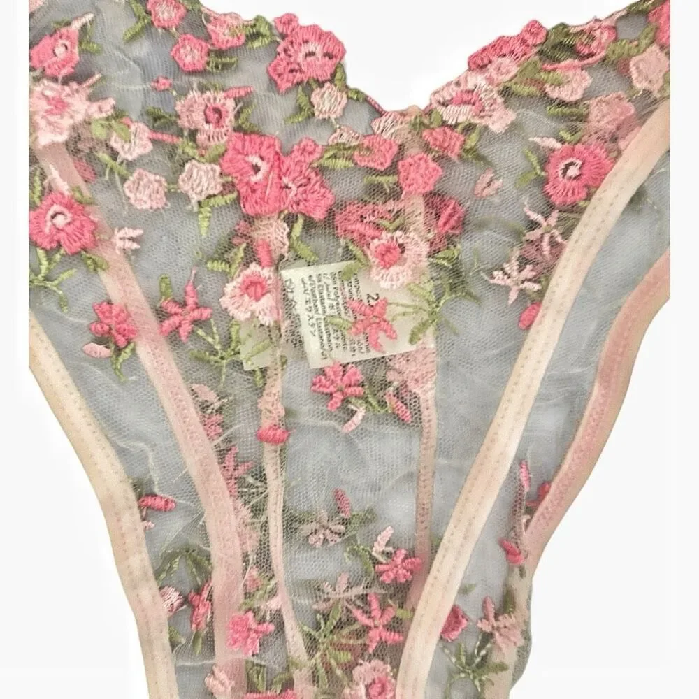 FFF Pink Plus Size Sheer Floral Bra & Panty Set Size 2X NWT